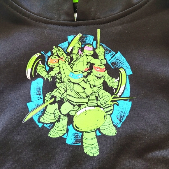 EUC Nickelodeon Bundle Boys Ninja Turtle Pullover Hoodie & T-Shirt - Black/Gray - Picture 5 of 10